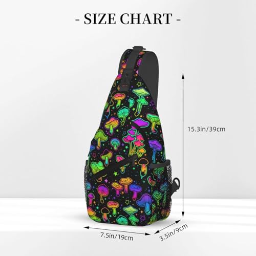 Colorful Neon Mushrooms Cross Chest Bag Large Capacity Bag Travel Hiking Crossbody Bag Daypack for Women Men2