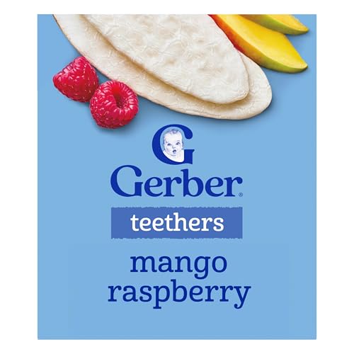 Gerber Snacks for Baby Teethers Gentle Teething Wafers Mango Raspberry 1.7 Ounce 12 Count Box (Pack of 6)