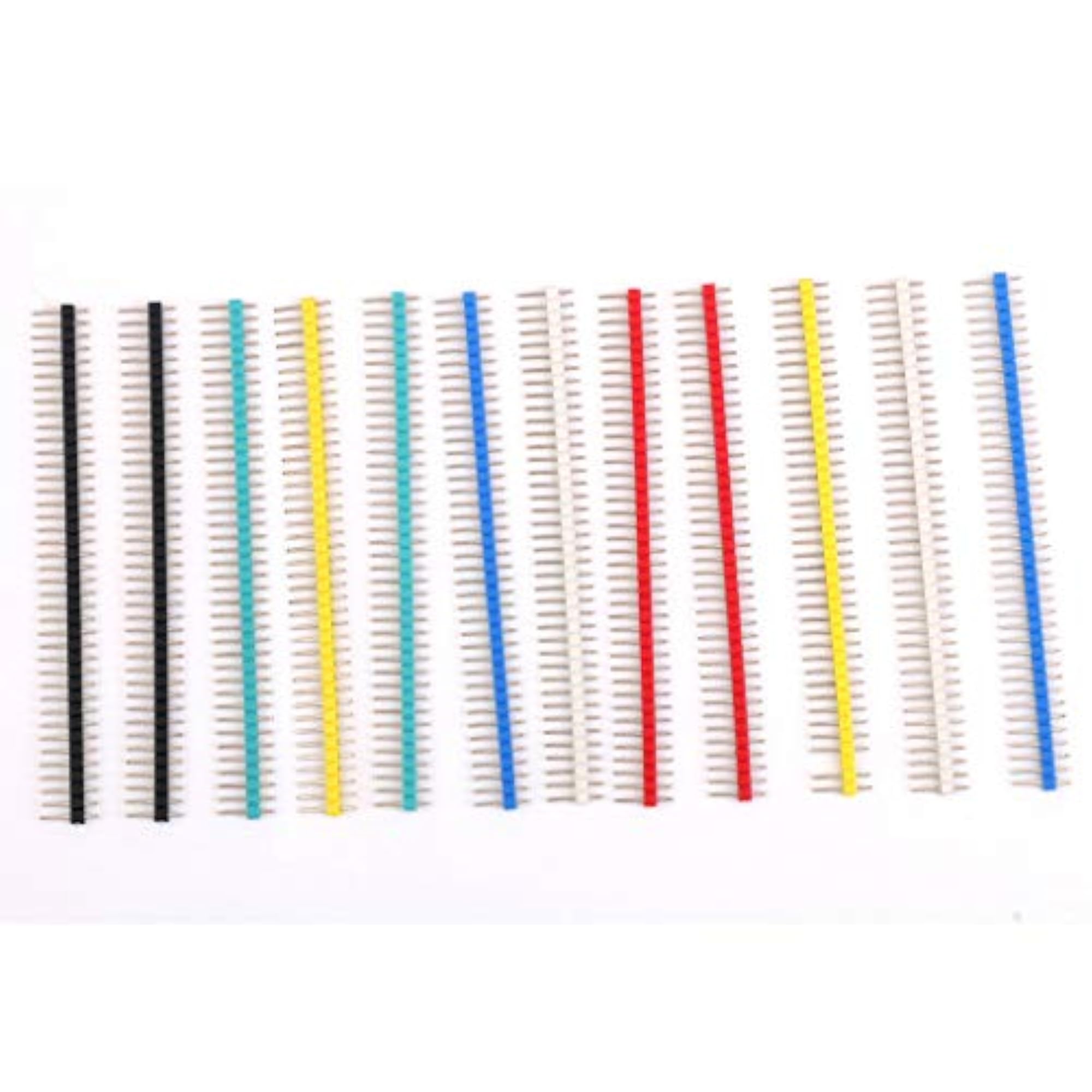 12pcs Multicolor Male Single Row Pin Headers, 2.54mm Pitch