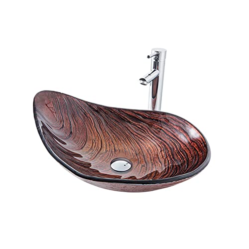 Lavabo de arte en forma de gota y grifo monomando para lavabo de cristal templado Red b