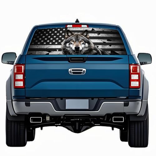 Image of Rear Window Decals for Trucks - 65x17.3 in Back Window American Flag Decals Fit Most Pickup Trucks SUV, Vinyl Back Window Decal Truck Rear Window Graphics for Personalized