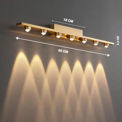 Image of FILLISKA 7 Way LED Mirror /Picture /Vanity Light with Warmwhite Light (7 LED Luxurious Gold-985B)(2 Year Warranty)
