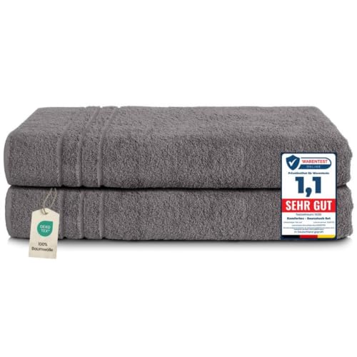 Komfortec Set 2 Teli Sauna 80x200 cm, Spugna 100% Cotone, Antracite