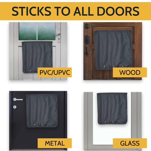 Image of Slimline Mail Slot Catcher for Door (20.4 inch W x 20 inch D), Letterbox Catcher for Glass, Wood & Metal Doors - Strong Adhesive, Indoor Post Catcher for Small Packages & Magazines (Black)
