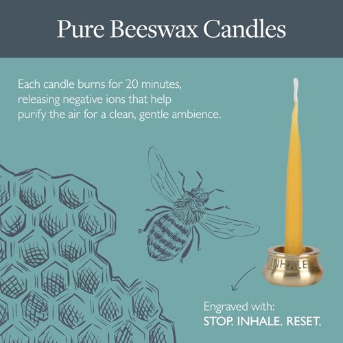 Scentered Yoga Meditation Kit - Aromatherapy Balm & Natural Beeswax Candles Set for Mindfulness - 12x Beeswax Candles with Brass Holder & Essential Oil Balm - Self-Care Gifts for Women - Image 4