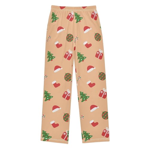 Boys' Pants Christmas Santas Boot Hats Gifts Long Bottoms Jogger Pants Elastic Waist Trousers with Pockets S-XL