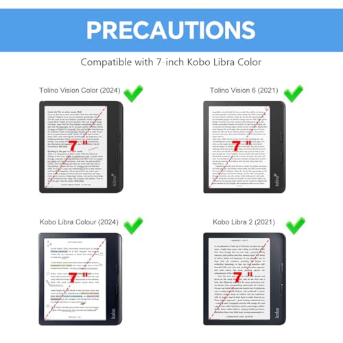 Image of ZORBES Compatible with Kobo Libra Colour 7'' E-Reader Case, PU Leather Cover with Built-in Kickstand, Card Pocket & Pen Holder, Auto Wake Function, Slim Protective Smart Case with Hand Grip