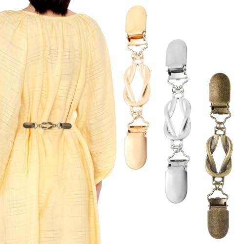 Image of Tyqour 3 Pcs Sweater Vintage Dress Clips Dress Cinch Waist Cincher Clip for Women Elegant Cardigan Clip Set Perfect Clothing Accessory for Sweaters, Shawls and Dresses