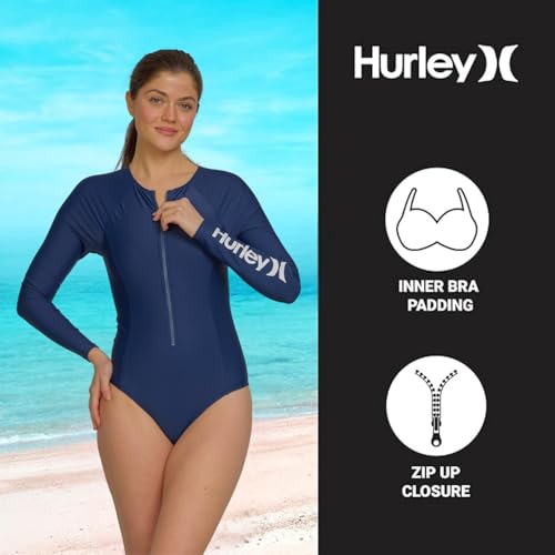 Image of Hurley Long Sleeve Womens One Piece Swimsuits, Swimsuit for Women, Bathing Suit for Women, Swim Suit UPF 50+ SPF UV Protected