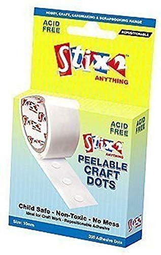 Stix2 White 10Mm Peelable Glue Mini Hobby & Craft Repositional Adhesive Dots Pack Of 200