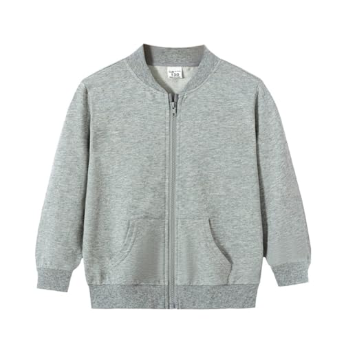 Valcatch Kids Varsity Jacket Solid Color Baseball Jacket with Pockets Boy Girl Long Sleeve Zip up Sweatshirt Coat Outwear