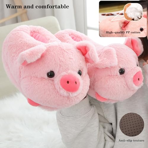 Jfxgjuv Pig Slippers Cute Animal Pig Slippers Winter Warm Cozy Plush Pig Slippers Home Slippers for Women Men Teens3