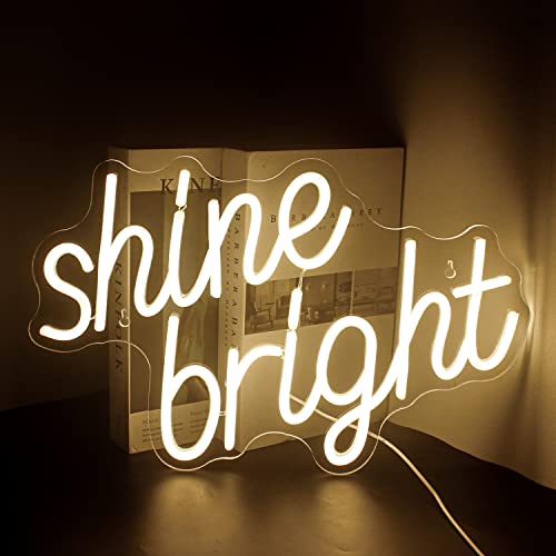 Image of LooKLight Shine Bright Neon Sign,Warm White Neon sign Neon Light Sign,Led Signs for Wall,Neon Signs for Wall Decor,USB Led Neon Signs Wedding For Bar Party Home Bedroom Wall,Bedroom Club