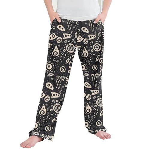 Boho Bohemian Long Pajama Pants Elastic Waist PJ Bottoms with Pockets S A110613
