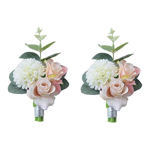 Shiwaki 2pcs Suministros de Boda decoración niña Dama de Honor Ojal Fiesta corpiño decoración de Boda Regalo (Rosa)