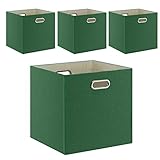 Fboxac Cube Storage Bins 13×13 Linen Foldable Box with Handles, Collapsible Organization Basket Set