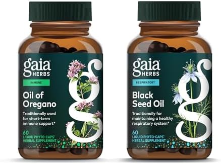 Gaia Herbs Oregano and Black Seed Oil Caps, Immune and Respiratory, 2pk