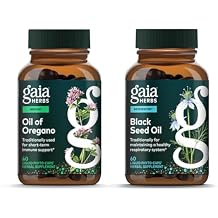 Gaia Herbs Oil of Oregano Immune & Antioxidant Support*, 60 Vegan Liquid Phyto-Caps Black Seed Oil Lung, Respiratory & Antioxidant Support*, 60 Vegan Liquid Phyto-Caps -Bundle Pack of 2