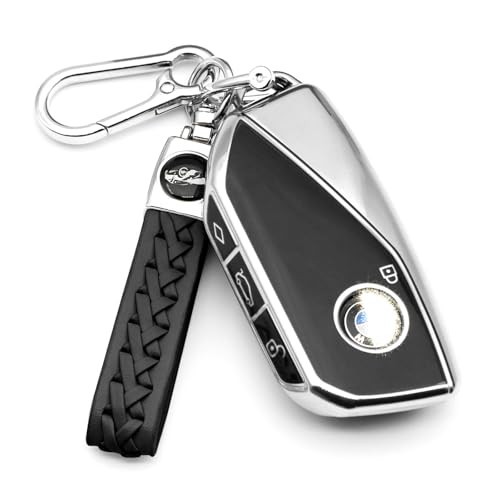 Image of Creativity For BMW X5 Key cover and Key chain accessories (Silver set) | Advanced soft TPU key Case Suitable for BMW 2023-2026 New 5 7 Series iX XM IX3 i7 X1 X5 X6 X7 key
