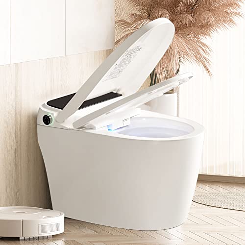 LDian Smart Toilet, One Piece Bidet Toilet With Bidet Built In, Heated Bidet Seat, Auto Open/Close, Warm Water, Auto Flush, Foot Sensor Operation, Electric Tankless Toilets with LCD Display