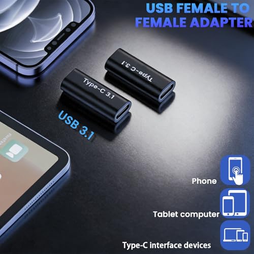 Image of Verilux 2Pack Type-C 3.1 Female to Female Adapter, PD 100W Fast Charging & 10Gbps Data Transfer USB to Type C Connector Supports 8K@60Hz Video for Thunderbolt 4 /3, iPhone 17 /16 /15, Laptop