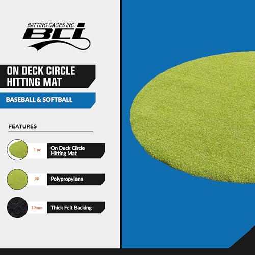 BATTING CAGES INC. BCI Baseball Softball On Deck Circle Hitting Mat, 7 ft Turf Batting Warm Up Mat, Practice Training Equipment, Green