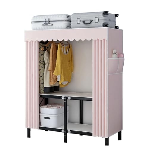 Eyawe クローゼット 大容量 折りたたみ式 衣類収納ラック整理収納 組立不要 簡単設置 多機能 省スペース 頑丈で耐久性あり 防水 防塵 防汚 長持ち 寝室 寮室に最適 (ピンク,130cm)
