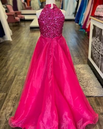 Sequin Romper Jumpsuits Pageant Dress Halter Ball Gown Jumpsuit Flower Girl Dress Princess Girls Dresses HRF033