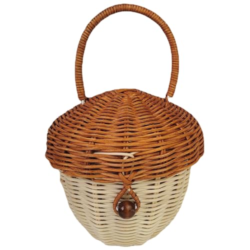 Panier en rotin portable gland, petit organisateur rustique de cuisine