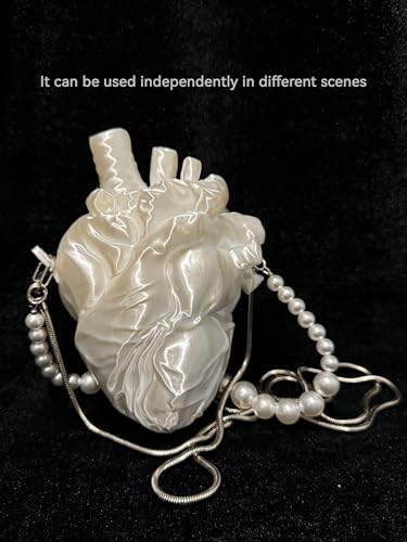 IMOJI Anatomical Heart Shaped Crossbody Bag with Pearl Chain Strap, Pink4