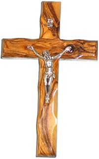 Olive Wood Wall Christian Cross Crucifix - Hand Crafted in Bethlehem 6 inches 16 centimeters