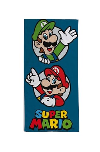 hermet Telo Mare In Spugna Super Mario, 100% Cotone, 70x140, Leggero, Asciugatura Rapida, Ufficiale