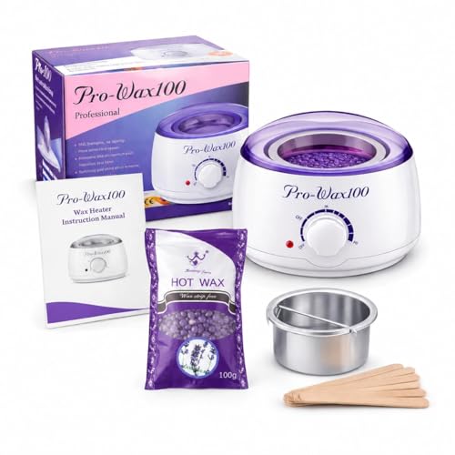 Image of Wax Heater Machine Combo 100gm Brazilian Stripless Formula for Face & Body with Spatula, Ideal for Upper Lips, Chin, Cheeks, Hairline, Bikini & Legs, Automatic Heating (Wax heater + Wax kit)