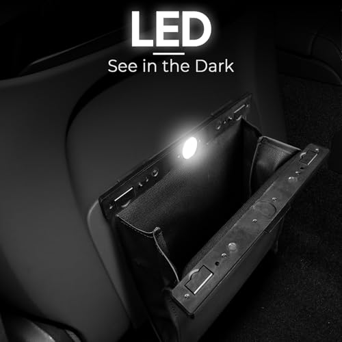 Image of COZILO Leather Car Trash Can with Smart LED Light & Magnetic Closure,Leak-Proof, Odor-Lock Car Garbage Can for Any Cars, Sedans, SUVs, Trucks, Black