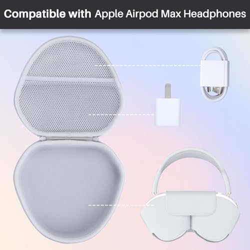 Image of Lebakort Hard Case Compatible with Apple AirPods Max 2 Over-Ear Headphones | Lightweight & Carry, Dustproof Storage, Travel Friendly, Portable for Daily Use, Silver Case