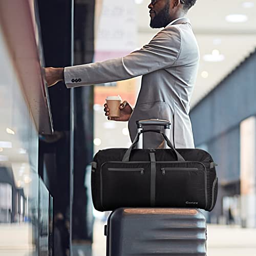 Gonex 80L Packable Travel Duffle Bag Foldable Duffel Bags For Luggage Gym Sports Camping Travelling Cycling Storage Shopping Water & Tear Resistant Black #TOP6