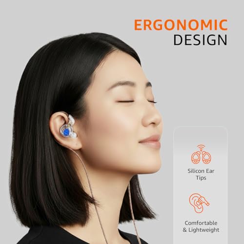 Image of Amazon Basics Pro Series Type C Wired Earphones | HiFi Stereo Sound | Dual Magnetic Circuit Dynamic Driver | Resin Inlay & Metal Finish | 112 dB Sensitivity | For Audiophiles & Musicians | White- Blue