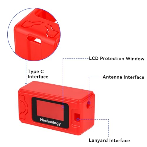 Image of 2 Pack Case for ESP32 LoRa V3 Module Board Device Antenna OLED Protection Case with Type C and Copper Tube Antenna Interface (N30 Version, Red)