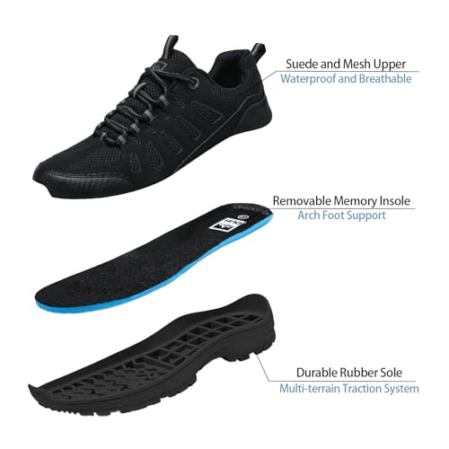 QUH Men's Hiking Shoes Outdoor Breathable Waterproof Non-Slip Low-top Sports Shoes for Fitness, Outdoor Camping, Walking2