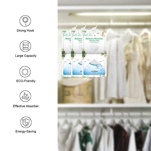 CANAGER Moisture Absorber-12 Packs, Hanging Dehumidifier Bags for Closet,Bedroom and kitchen,Fragrance Free,Moisture Absorb 12.5OZ - Thumbnail 4