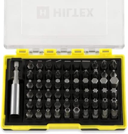 Hiltex 10060 Security Bit Set with Magnetic Extension Adapter, 61 Piece | 1/4-Inch Hex Shank | CR-V Steel