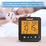 Geevon Small Atomic Travel Alarm Clock with Auto/8s Backlight, 2 Alarm Settings, Temperature, Increasing Beep Sounds Digital Atomic Travel Clock Battery Operated for Bedroom, Bedside, Black - Image 5