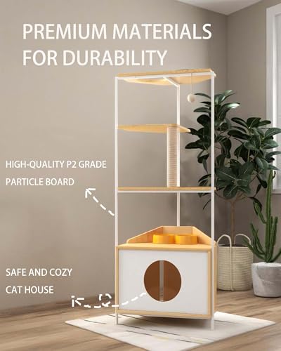 Árbol para gatos Hachikitty en esquina con rascador miniatura 6