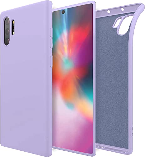 Image of DIZORO Liquid Silicone Case with Microfiber Cushioning Compatible for Samsung Galaxy Note 10 Plus Shockproof Slim Back Cover, Gel Rubber Full Body Protection - Purple