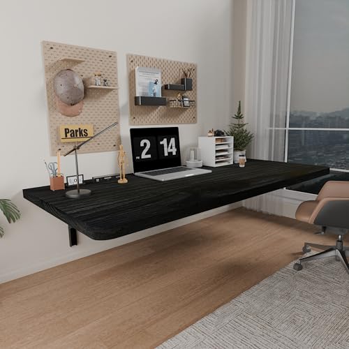 IAE Floating Wall Mounted Folding Table Desk with Pine Wood,48" x...