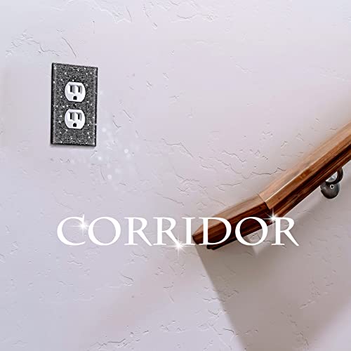 4 Packs Bling Light Switch Cover Shiny Black Rhinestones Wall Plates Cover Light Switch Cover Plate Glitter Diamond Rhinestone Light Switch Cover With Screws (Single Gang Socket) #TOP4