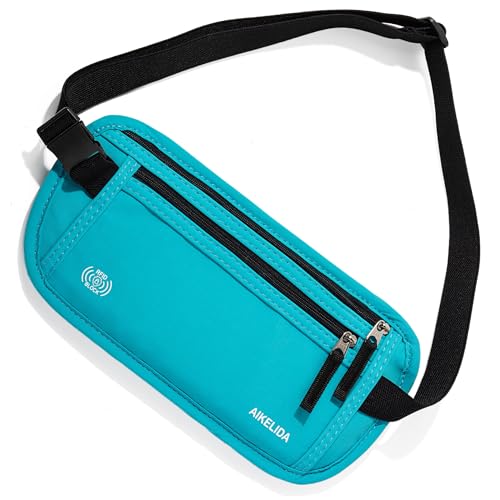 Image of Money Belt - Slim Passport Holder RFID Blocking Travel Wallet Undercover Fanny Packs for Men Women - Blue