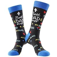 BISOUSOX Regalo de Papá Calcetines de Hombre Calcetines Colores Hombre Calcetines Estampados Calcetines de Papá BEST DAD EVER Calcetines Algodón Novedad Regalo Calcetines para Padre