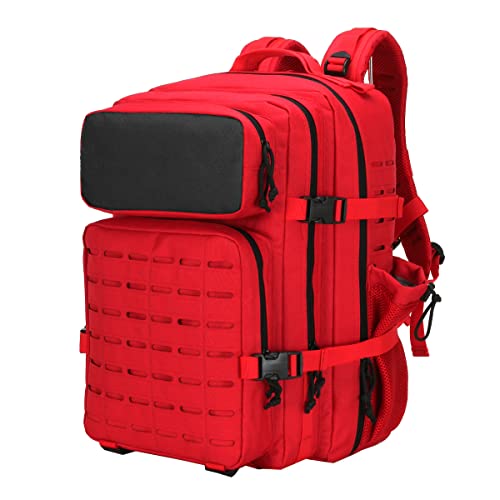 BNMJVJL Militärische taktische Rucksäcke, Molle-Armee-Assault Pack, Trinkrucksack, Hüftgurt, taktischer Tagesrucksack, Molle-Wanderrucksäcke, Rot/Ausflug, einfarbig (Getaway Solids), Benutzerdefiniert