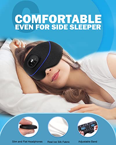Sleep Headphones, White Noise Bluetooth Sleep Mask Wireless Silk Eye Mask With Timing, Sleep Mask With Bluetooth Headphones For Side Sleepers Travel Yoga, Cool Gifts For Men Women #TOP2